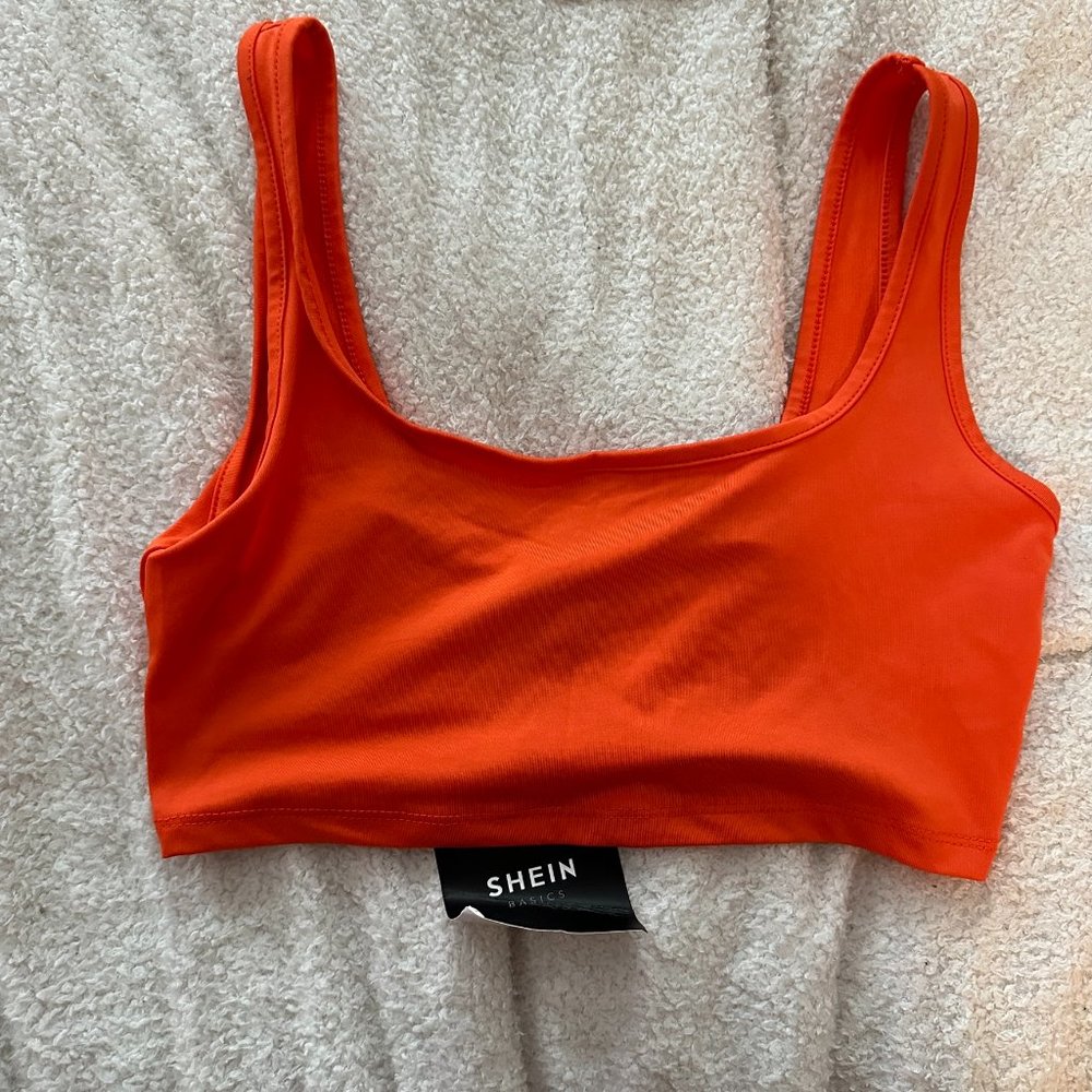 Shein Neon Orange Cropped top with tags
